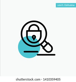 Search, Research, Lock, Internet turquoise highlight circle point Vector icon