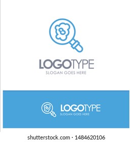 Search, Research, Pollution Blue outLine Logo with place for tagline. Vector Icon Template background