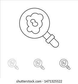 Search, Research, Pollution Bold and thin black line icon set. Vector Icon Template background