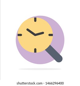 Search, Research, Watch, Clock Abstract Circle Background Flat color Icon. Vector Icon Template background