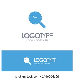 Search, Research, Watch, Clock Blue Solid Logo with place for tagline. Vector Icon Template background