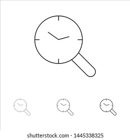 Search, Research, Watch, Clock Bold and thin black line icon set