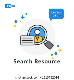 Search Resource Flat icon. Used For web, logo, mobile app, User Interface and Infographic