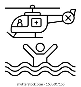 Search and response Concept, Air sea rescue Cocnept vector icon design
