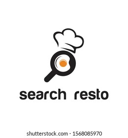 The search Restaurant logo design vector, omelet and magnifying glass design vector