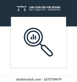 Search Result With Diagram Line Style Icon Design, Vector Illustration.