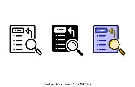 Search result icon. With outline, glyph, and filled outline styles