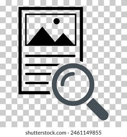 Search result icon, research data report sign, control analysis symbol vector illustration .
