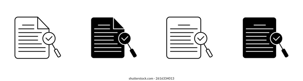 Search Result Icon Set. Research report analyse line sign. Symbol Of Search Result. Vector Illustration.