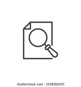 Search result line icon. linear style sign for mobile concept and web design. Document file and magnifier outline vector icon. Symbol, logo illustration. Vector graphics