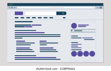 Search result with profile website landing page design,  flat user interface concept design.