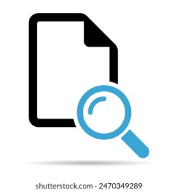 Search result shadow icon, research data report sign, control analysis symbol vector illustration .