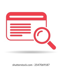 Icono de sombra de resultado de Búsqueda, signo de informe de datos de investigación, Ilustración vectorial de símbolo de análisis de control .