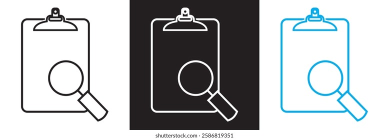 Search result vector icon, research data report sign, control analysis symbol icon. isolated on white and black background. Vector illustration. EPS 10