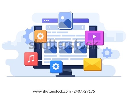 Search results from Search engine displayed on web browser, Search engine optimization, Content marketing, SEO strategy high search engine ranking sending targeted audience to website