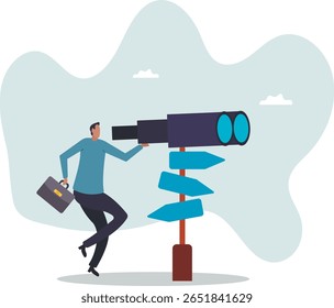 Procure a direção certa, oportunidade de negócios ou maneira de sucesso, tomar decisão ou caminho de carreira, conceito de pessoas.