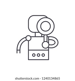 Search robot line icon concept. Search robot vector linear illustration, symbol, sign