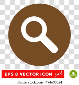 Search round icon. Vector EPS illustration style is flat iconic bicolor symbol, white and brown colors, transparent background.
