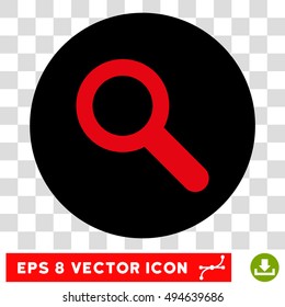 Search round icon. Vector EPS illustration style is flat iconic bicolor symbol, intensive red and black colors, transparent background.