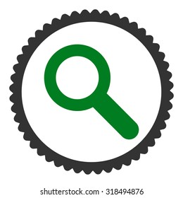 Search round stamp icon. This flat vector symbol is drawn with green and gray colors on a white background.