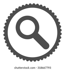 Search round stamp icon. This flat vector symbol is drawn with gray color on a white background.