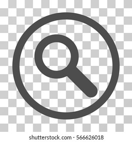 Search rounded icon. Vector illustration style is flat iconic symbol inside a circle, gray color, transparent background. Designed for web and software interfaces.