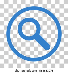 Search rounded icon. Vector illustration style is flat iconic symbol inside a circle, cobalt color, transparent background. Designed for web and software interfaces.