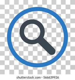Search rounded icon. Vector illustration style is flat iconic bicolor symbol inside a circle, smooth blue colors, transparent background. Designed for web and software interfaces.