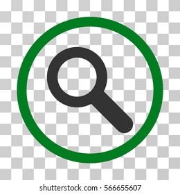 Search rounded icon. Vector illustration style is flat iconic bicolor symbol inside a circle, green and gray colors, transparent background. Designed for web and software interfaces.
