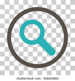 Search rounded icon. Vector illustration style is flat iconic bicolor symbol inside a circle, grey and cyan colors, transparent background. Designed for web and software interfaces.