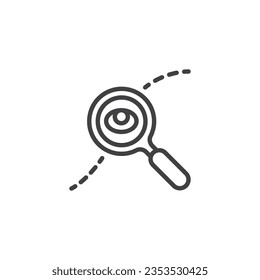 Search route line icon. linear style sign for mobile concept and web design. Route search outline vector icon. Symbol, logo illustration. Vector graphics
