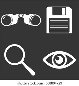 Search and save icons set isolated on  gray
