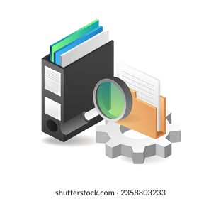 Search for saved file data flat isometric illustration