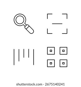 Search Scan Barcode and QR Code Icon Set for Mobile Application