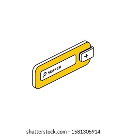 Search screen block. Vector line, 3d stroke isometric, color web icon, new flat style. Creative illustration design, abstract idea for infographics.