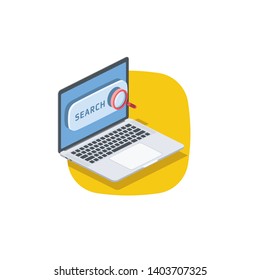 Search screen computer interface isometric illustrate 3d vector icon. Design idea.