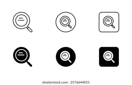 Search, searching, magnifier, Lens, loupe, find, explore, zoom, Outline signs and more, perfect for websites, apps, and print projects; these scalable icons are fully customizable for print.