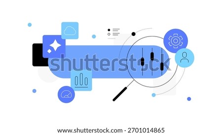 Search and searching optimisation. Flat illustration. Vector file. 