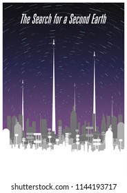 The Search for a Second Earth. Vector Space Poster Propaganda