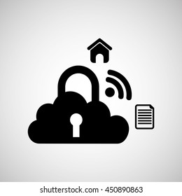 search security cloud technology icon, vector illustration