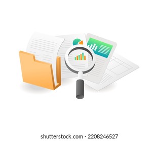 Search Select Data In Folder In Isometric Flat Illustration