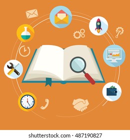 Search, SEO concept Flat concept education background