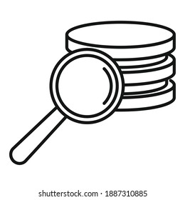 Search server secured icon. Outline search server secured vector icon for web design isolated on white background
