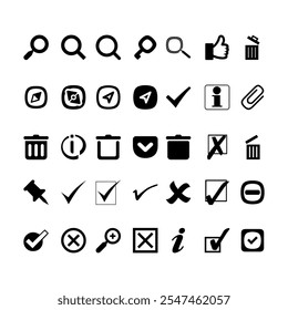 Search set of web icons. Magnifying glass icon collection.