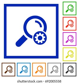 Search settings flat color icons in square frames on white background
