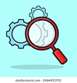 search settings icon, magnifier and gear icon