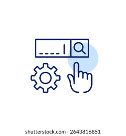 Search settings, query customization, filter configuration, advanced search options, system indexing controls. Pixel perfect, editable stroke vector icon