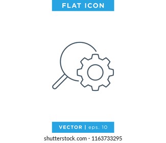 Search Settings Vector Line Icon With Magnifying Glass And Editable Stroke