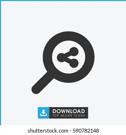 search share icon. Simple filled search share icon. On white background.