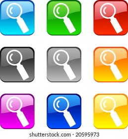 Search shiny buttons. Vector illustration.